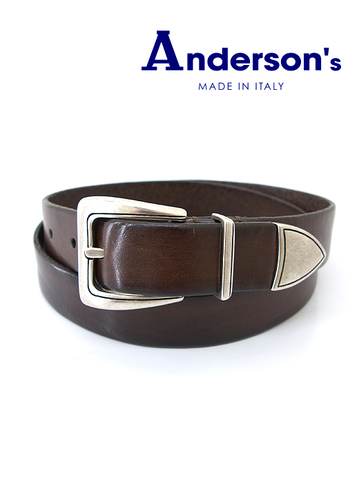 Anderson's/アンダーソンズ　レザーベルト/プンターレ　and460803-ダークブラウン