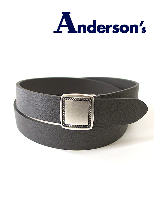 Andersons/アンダーソンズ　スクエアバックルベルト　and440202-グレー