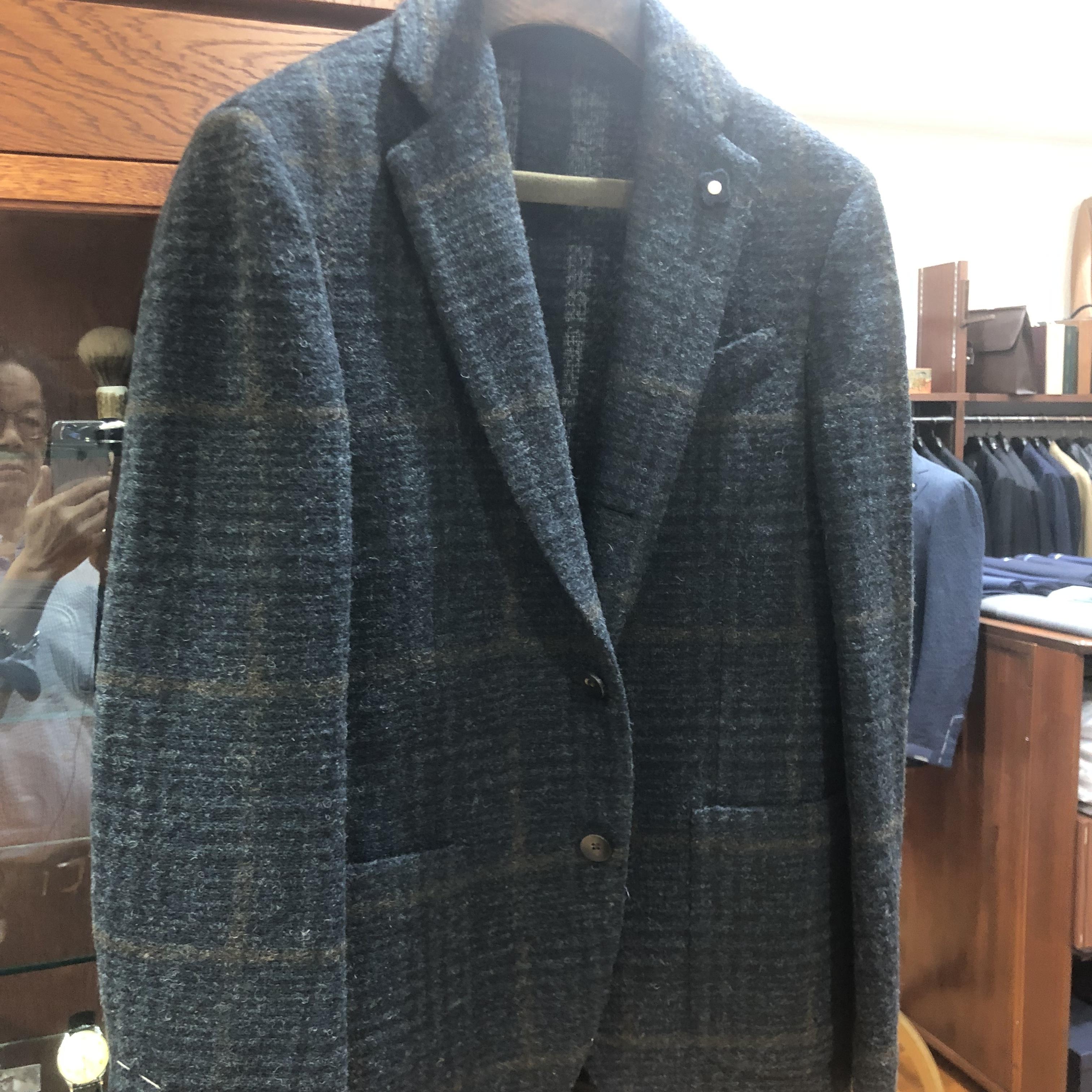 美品 LARDINI ラルディーニ ダブルジャケット ウール ネイビー 48-