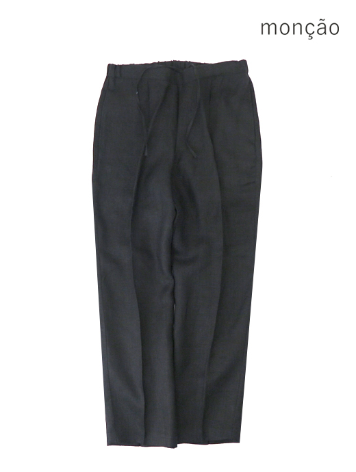 Moncao/モンサオ　リネンスラックスパンツ　mco520402-ブラック