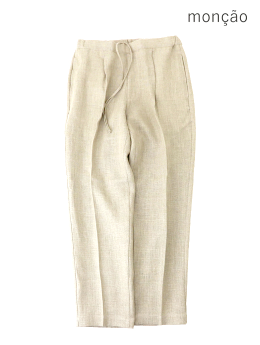 Moncao/モンサオ　リネンスラックスパンツ　mco520403-ベージュ