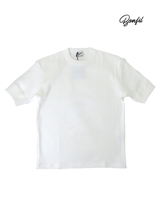 Bonfil/ボンフィル　クルーネックリブTシャツ　bof520401-ホワイト