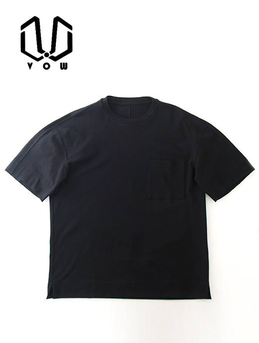 VOW/ボウ　カシミヤライクコットンTシャツ/クルーネック　vow520602-ブラック