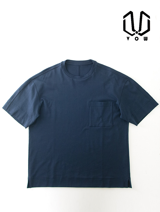 VOW/ボウ　カシミヤライクコットンTシャツ/クルーネック　vow520603-ネイビー