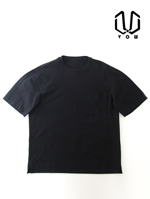 VOW/ボウ　カシミヤライクコットンTシャツ/クルーネック　vow520602-ブラック