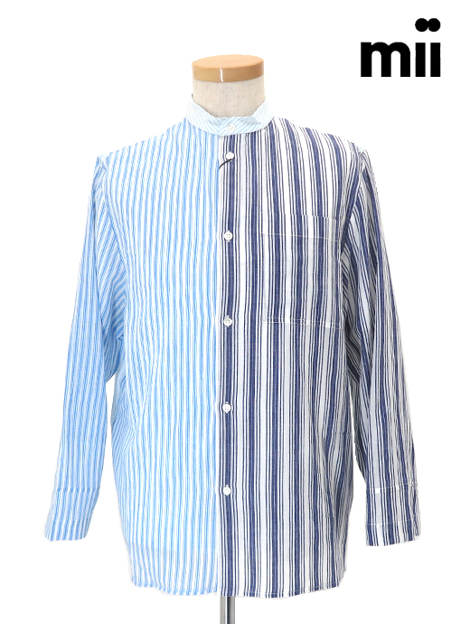 mii/ミー　スタンドカラーシャツ　mii520606-ブルーストライプ