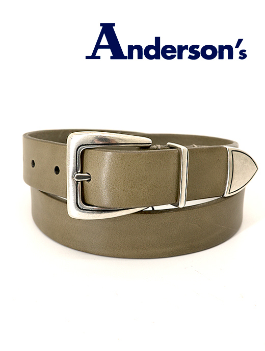 Anderson's/アンダーソンズ　レザーベルト/プンターレ　and460802-カーキ