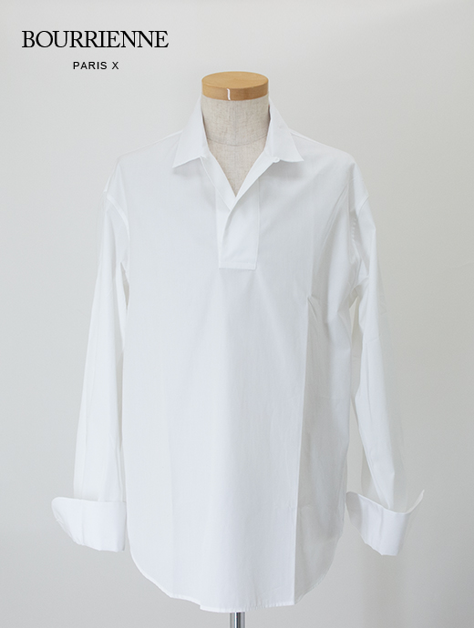 再入荷しました　Bourrienne ParisX/ブリエンヌ パリ・ディス　プルオーバーシャツ/MARINE　bou520401-ホワイト