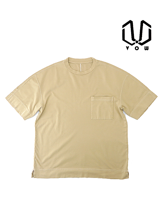 VOW/ボウ　カシミヤライクコットンTシャツ/クルーネック　vow521002-ベージュ