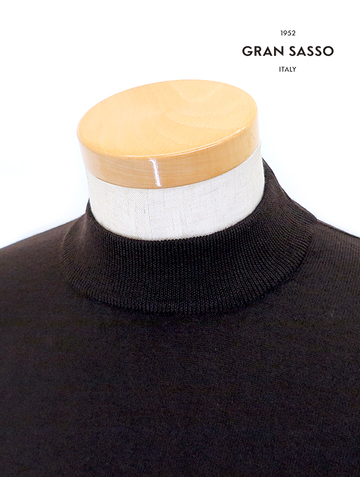 Gran Sasso/グランサッソ　モックネックニット/メリノウール　gra521401-ダークブラウン