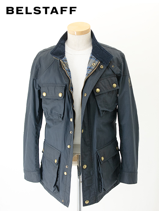 追加再生産中9末/10月予定　BELSTAFF/ベルスタッフ　フィールドジャケット/ワックスコットン/Garment Washed TRIALMASTER　bel481401-ネイビー