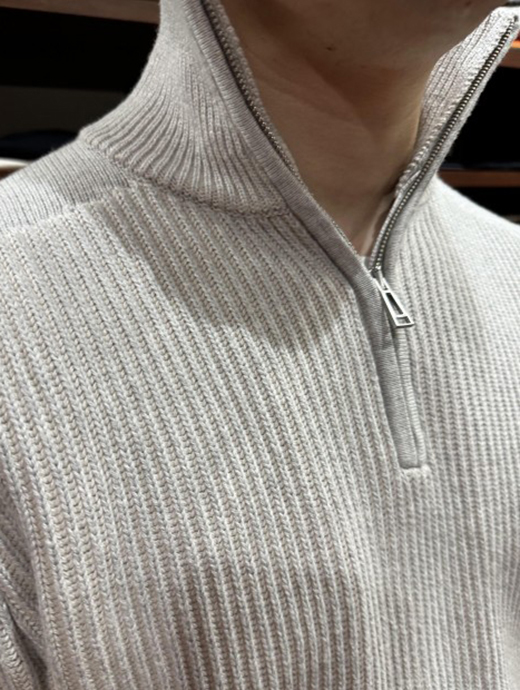 BELSTAFF/ベルスタッフ　ハーフジップニット/コットンウール/STANLEY QUARTER ZIP JUMPER　bel481803-ライトグレー