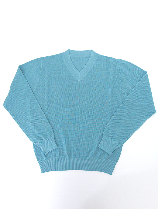ADLFO Cashmere/アドルフォ　シルクコットン/サマーニット/ショートVネック/　adl440402-浅葱色