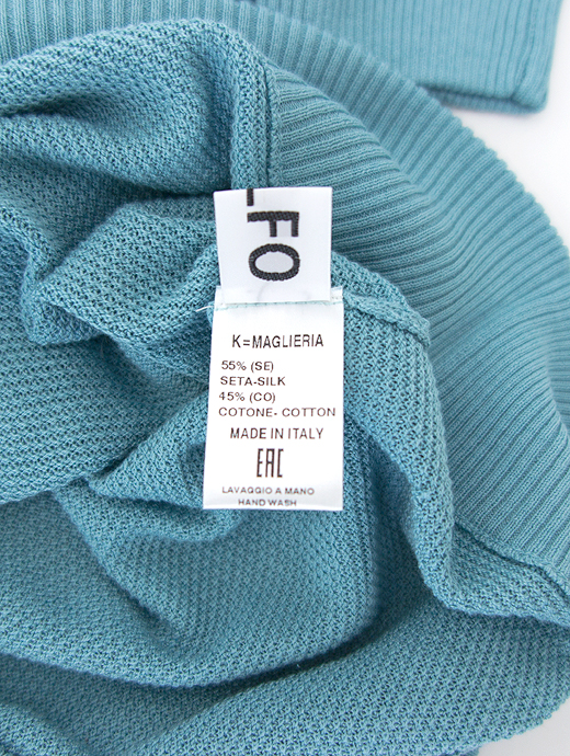 ADLFO Cashmere/アドルフォ　シルクコットン/サマーニット/ショートVネック/　adl440402-浅葱色