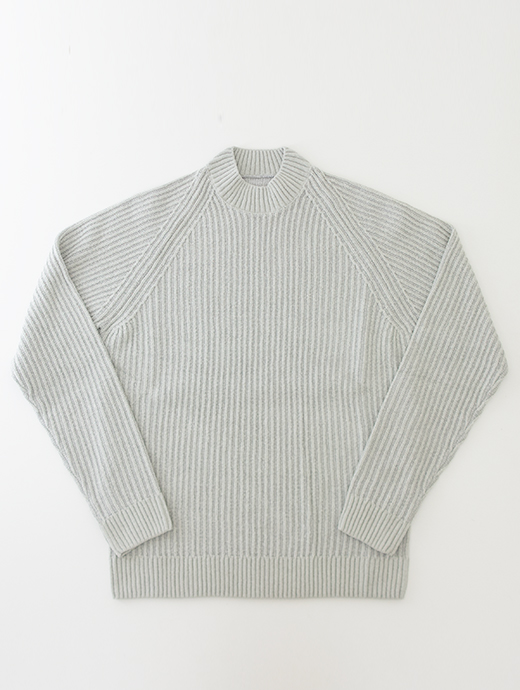 ADLFO Cashmere/アドルフォ カシミア　ウールコットンモックネックニット　adl482007-スノーグレー