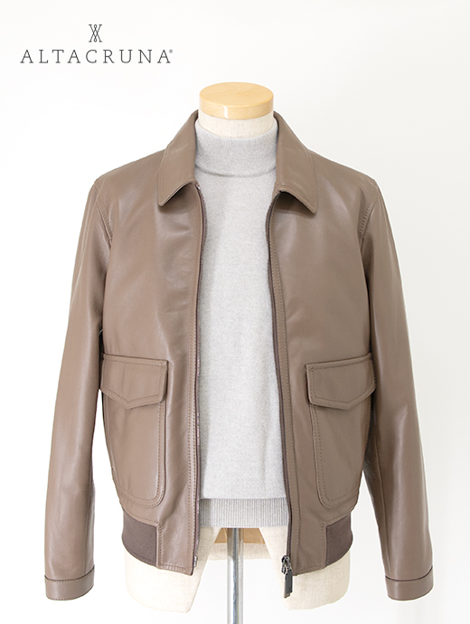 ALTACRUNA/アルタクルーナ　レザージャケット/ラムナッパ　alc502201-ブラウン