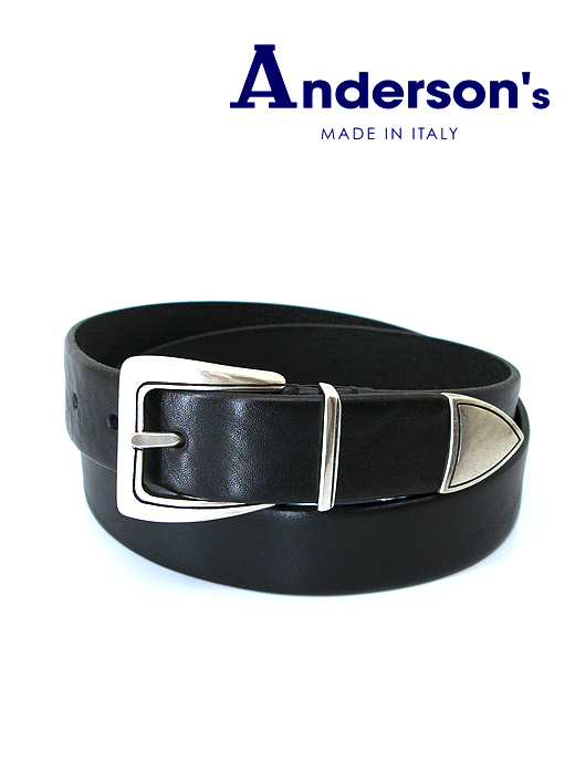 Anderson's/アンダーソンズ　レザーベルト/プンターレ　and460801-ブラック
