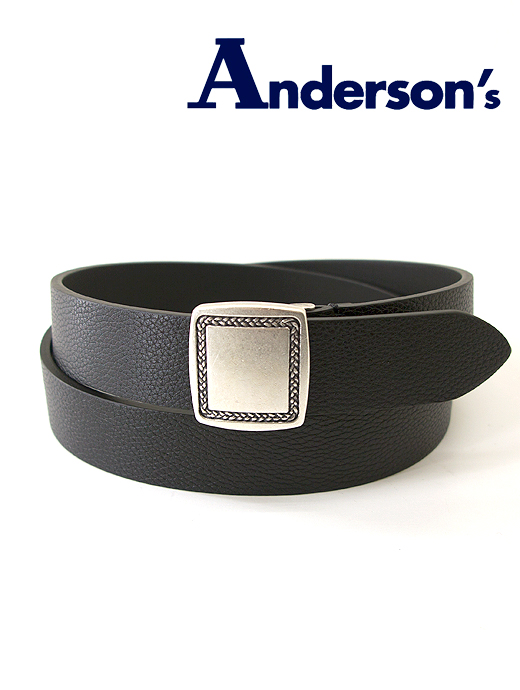 Andersons/アンダーソンズ　スクエアバックルベルト　and440201-ブラック