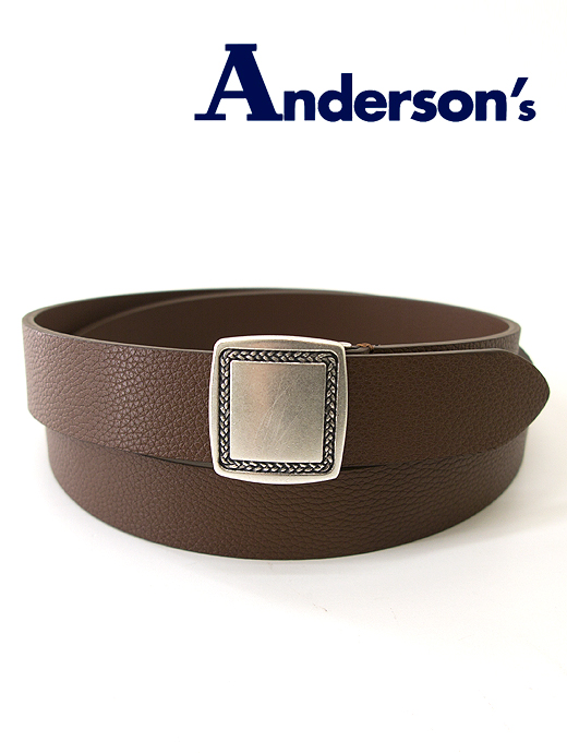 Andersons/アンダーソンズ　スクエアバックルベルト　and440204-ブラウン