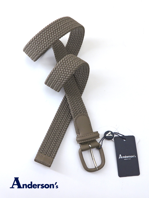Andersons/アンダーソンズ　ストレッチメッシュベルト　and502403-ベージュ