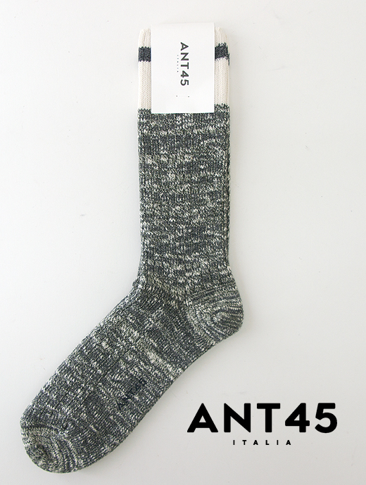 ANT45/アント クワランタチンクエ　カジュアルソックス/FIRENZE　ant441602-メランジグレー×ホワイト