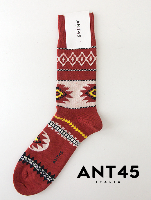 ANT45/アント クワランタチンクエ　カジュアルソックス/HOUSTON　ant441606-レッド×ホワイト