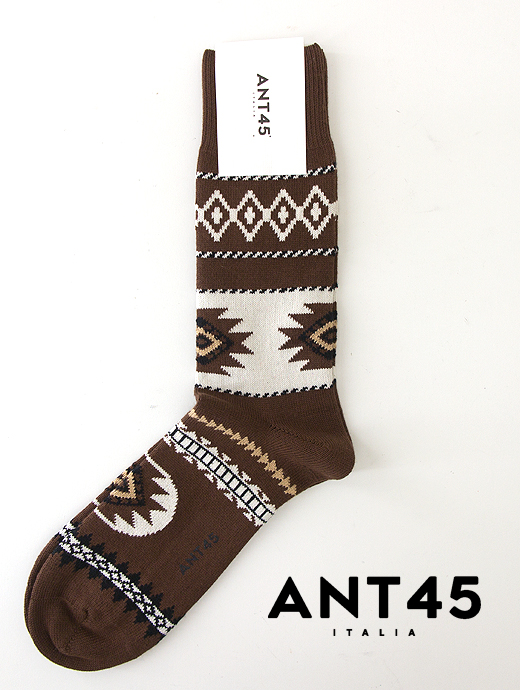 ANT45/アント クワランタチンクエ　カジュアルソックス/HOUSTON　ant441607-ブラウン×ホワイト