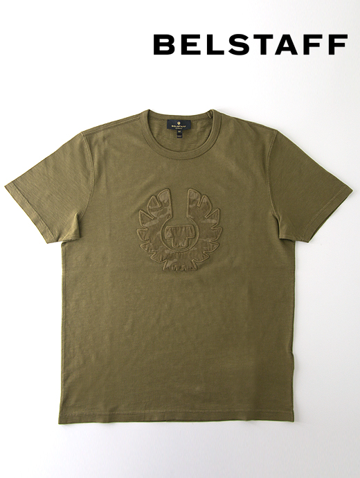 BELSTAFF/ベルスタッフ　半袖カットソー/Tシャツ/APPLIQUE CAMO T-SHIRT　bel420401-オリーブグリーン