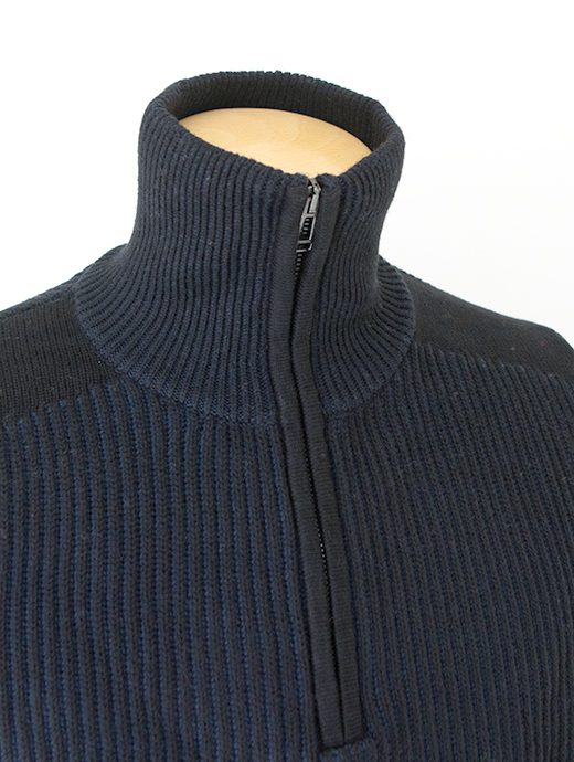 BELSTAFF/ベルスタッフ　ハーフジップニット/コットンウール/STANLEY QUARTER ZIP JUMPER　bel461808-ブラック×ネイビー