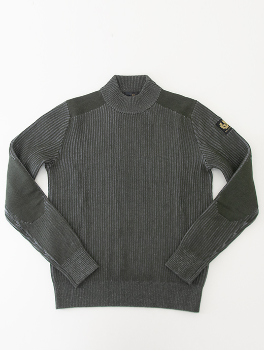 BELSTAFF/ベルスタッフ　モックネックニット/MOCK NECK JUMPER　bel481802-グリーン×グレー