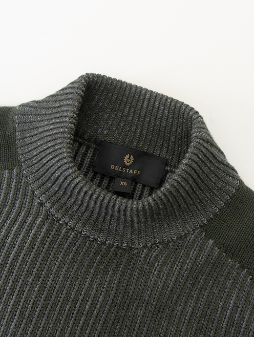 BELSTAFF/ベルスタッフ　モックネックニット/MOCK NECK JUMPER　bel481802-グリーン×グレー