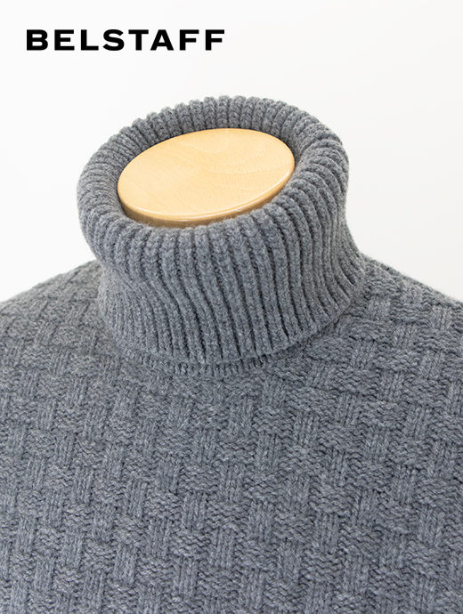 BELSTAFF/ベルスタッフ　タートルネックニット/STEERAGE ROLL NECK JUMPER　bel481804-グレー