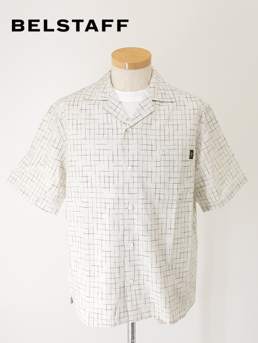 BELSTAFF/ベルスタッフ　備後絣/半袖シャツ/オープンカラー/ソフトコットン/TIDE SHIRT　bel500809-ナチュラル
