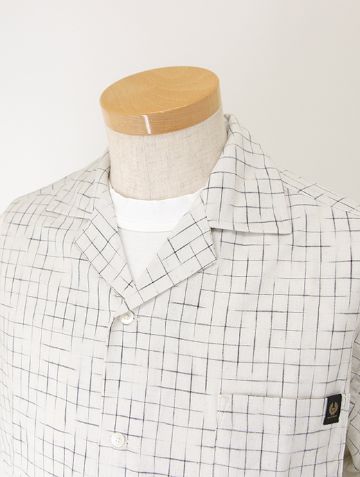 BELSTAFF/ベルスタッフ　備後絣/半袖シャツ/オープンカラー/ソフトコットン/TIDE SHIRT　bel500809-ナチュラル