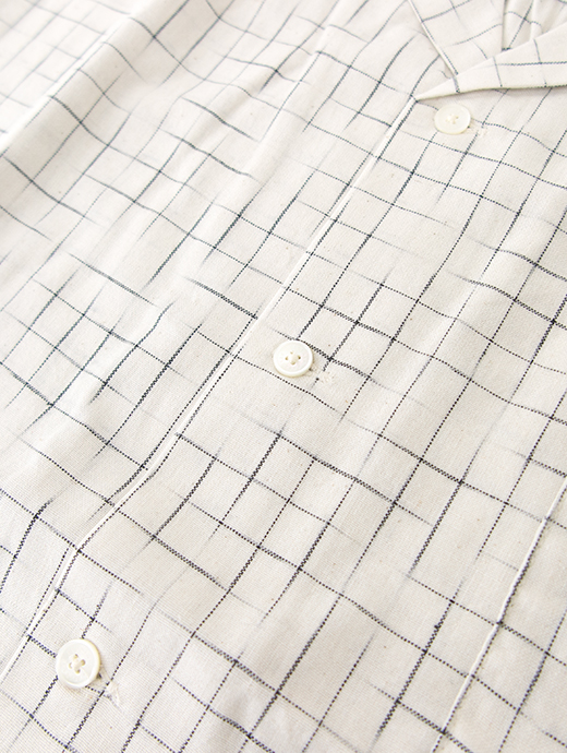 BELSTAFF/ベルスタッフ　備後絣/半袖シャツ/オープンカラー/ソフトコットン/TIDE SHIRT　bel500809-ナチュラル