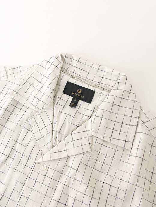 BELSTAFF/ベルスタッフ　備後絣/半袖シャツ/オープンカラー/ソフトコットン/TIDE SHIRT　bel500809-ナチュラル