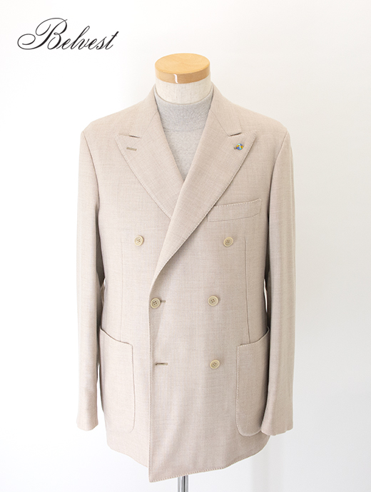Belvest/ベルベスト　ストレッチカシミアジャケット/6Bダブルブレスト　bev501601-ベージュ