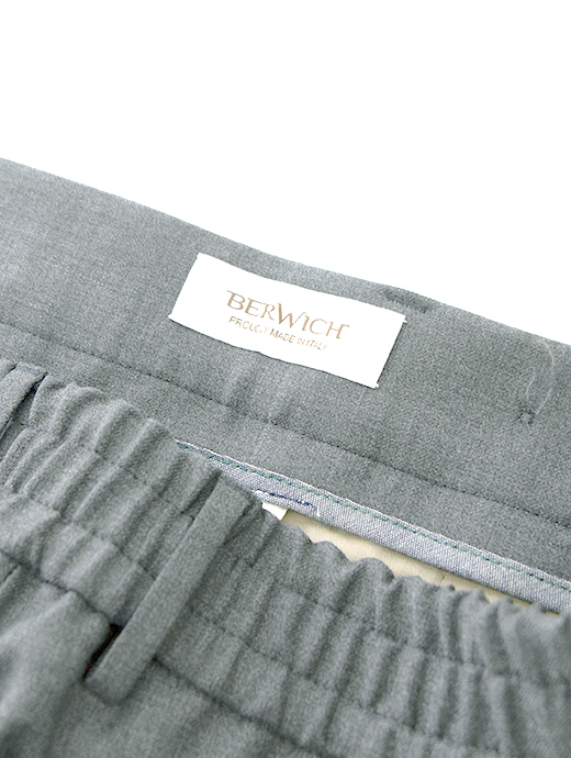 BERWICH/ベルウィッチ　1プリーツシャーリングパンツ/BERTO/ウォッシャブルストレッチソフトウール　bew502401-ライトグレー