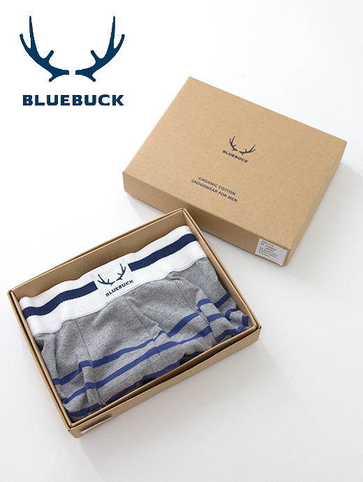 BLUE BUCK/ブルーバック　ボクサーパンツ/オーガニックコットン　blb461006-グレーボーダー