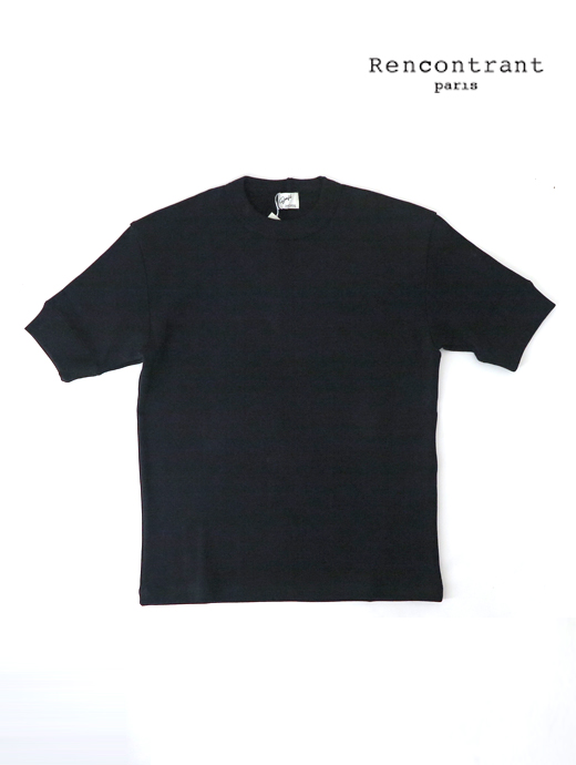 Bonfil/ボンフィル　クルーネックリブTシャツ　bof520402-ブラック