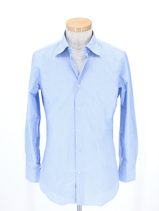 BORRIELLO/ボリエッロ　セミワイドカラーシャツ/ヘアラインストライプ　bor381801-ブルー