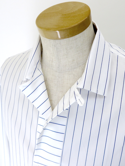 Bourrienne ParisX/ブリエンヌ パリ・ディス　プルオーバーシャツ/MARINE　bou520402-ホワイト×ブルーストライプ　