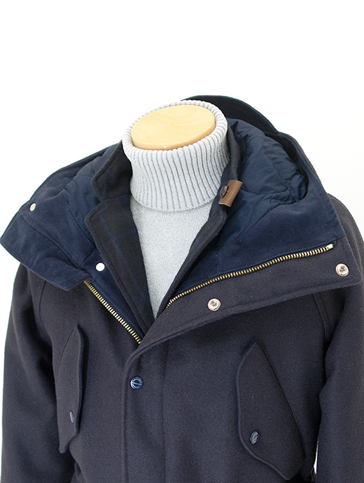 MANIFATTURA CECCARELLI/マニファッチュラ・チェッカレッリ　ウール中綿入りマウンテンパーカー/ウールメルトン/FISHERMAN PARKA　cec482001-ネイビー