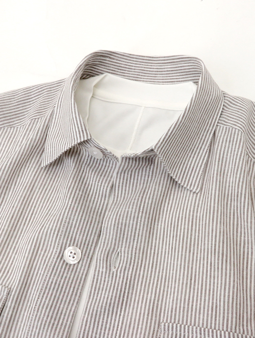 DE LORENZI/ディロレンツィ　サファリシャツ　dlr520603-ホワイト×ベージュストライプ