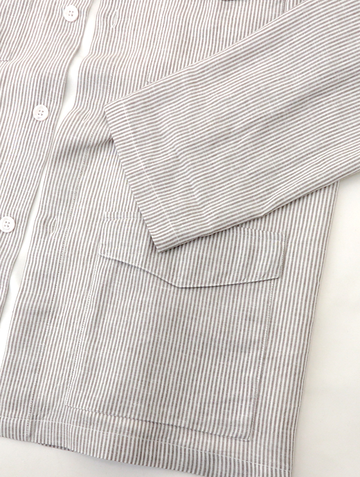 DE LORENZI/ディロレンツィ　サファリシャツ　dlr520603-ホワイト×ベージュストライプ