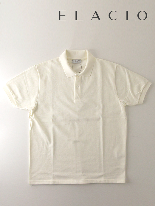 ELACIO/エラシオ　鹿の子半袖ポロシャツ　ela460201-アイボリー
