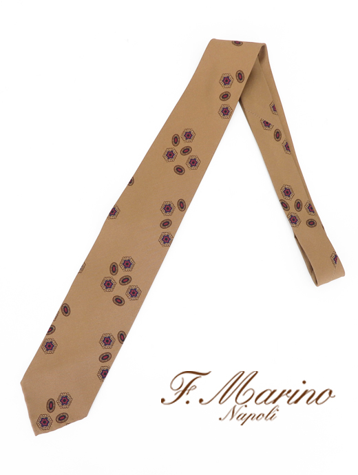 Francesco Marino/フランチェスコ・マリーノ　ネクタイ/シルク/スフォデラート　fma421807-ライトブラウン