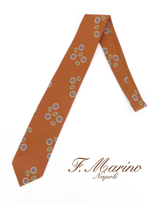 Francesco Marino/フランチェスコ・マリーノ　ネクタイ/シルク/スフォデラート　fma421808-ダスティオレンジ