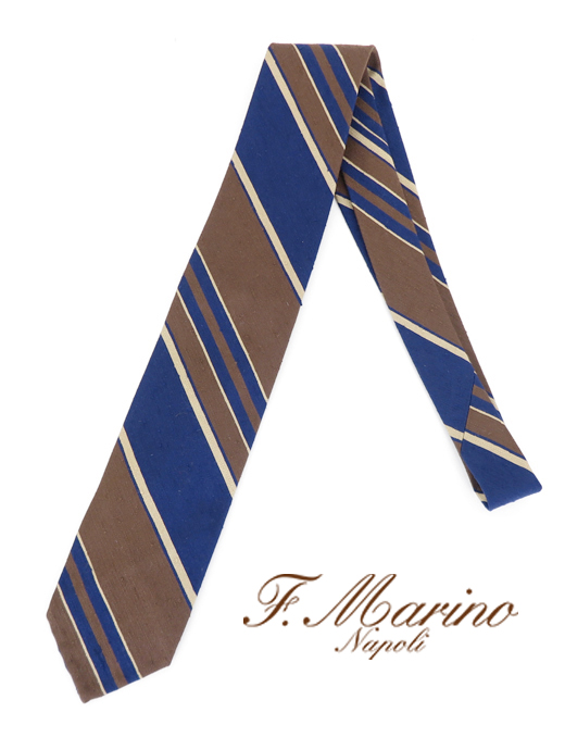 Francesco Marino/フランチェスコ・マリーノ　ネクタイ/シルク/スフォデラート　fma421823-ブラウン×ネイビー