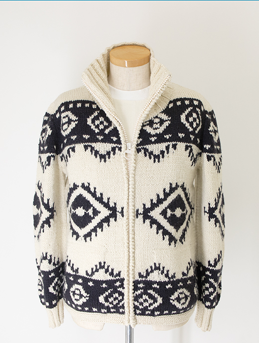 Frantic by Andrea Venturini/フランティック　別注カウチンセーター/ハンドメイド　frn502001-エクリュ×ブラック